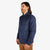 Close-up 3/4 front model shot of Men's Topo Designs Insulated Shirt Jacket in Navy blue.
