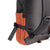 3/4 Back Detail Shot of the Topo Designs Rover Pack Classic in Black/Clay showing collapsible water bottle pockets on side