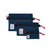 Topo Designs Accessory Bags- product shot of the medium, small, and micro accessory bags in navy blue