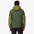 Back of Topo Designs Mountain Puffer Hoodie in Olive green on model