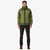 Topo Designs Mountain Puffer Hoodie in Olive green on model