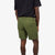 Back of Topo Designs Men's drawstring Dirt Shorts in Olive green on model.