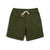 Topo Designs Men's drawstring Dirt Shorts in Olive green.