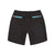 Back zipper pockets on Topo Designs Men's Global lightweight quick dry travel Shorts in Black.