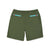Back zipper pockets on Topo Designs Men's Global lightweight quick dry travel Shorts in Olive green.