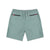 Back zipper pockets on Topo Designs Men's Global lightweight quick dry travel Shorts in Slate blue.