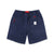 Back pockets on Topo Designs Men's Mountain organic cotton Shorts in Navy blue.