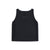 PackFast packing band on back of Topo Designs Women's 30+ UPF moisture wicking River Tank top in black.