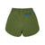 Back of Topo Designs Women's River quick-dry swim Shorts in Olive green showing zipper pocket.