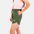 Close-up side model shot of Topo Designs Women's River Shorts in Olive green.