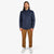 Front model shot of Men's Topo Designs Insulated Shirt Jacket in Navy blue.