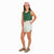 Topo Designs Women's River quick-dry swim Shorts in Light Mint on model.